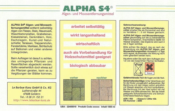 Alpha S4® Algen und Moos Entferner 1000 ml